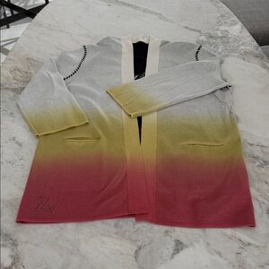 Zadig & Voltaire Gradient Cardigan in Gray, Yellow, and Red